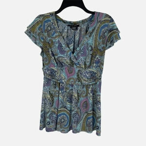 Etcetera Women's Short Sleeve V Neck Top Blouses Size S